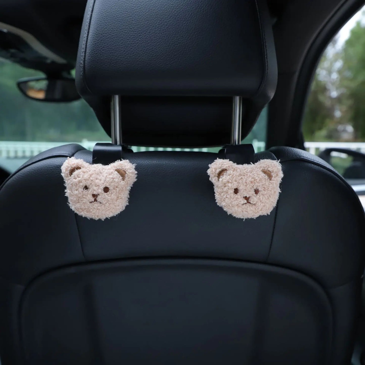 2Pcs Cute Cartoon Bear Car Seat Back Hooks Storage