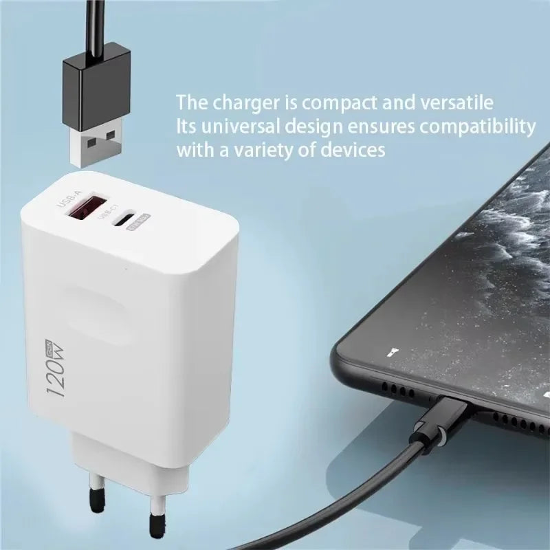 120W Fast Charger USB Type C PD Cable Fast Charging Quick Charge Adapter For iPhone 16/15 Pro Xiaomi Samsung Oneplus Huawei
