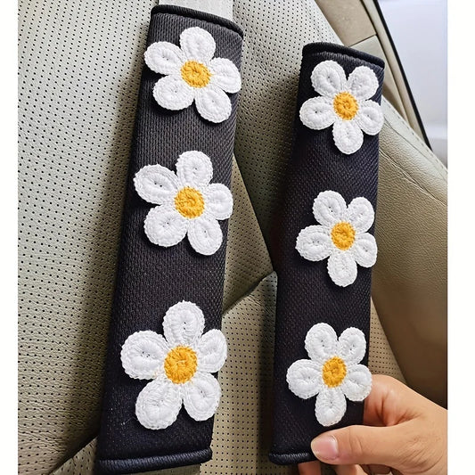 2Pcs Flower Shoulder Pad Car Seat Belt