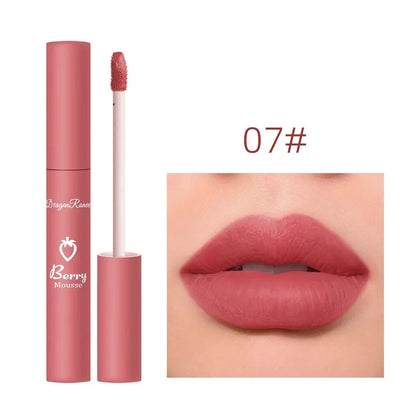 3 Pcs Strawberry Lip Glaze Set Velvet Matte Liquid Lipstick Lipstick Non Stick Cup