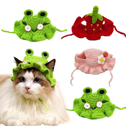 Cute Cat Hat Funny Hand-made Knitting Puppy Caps