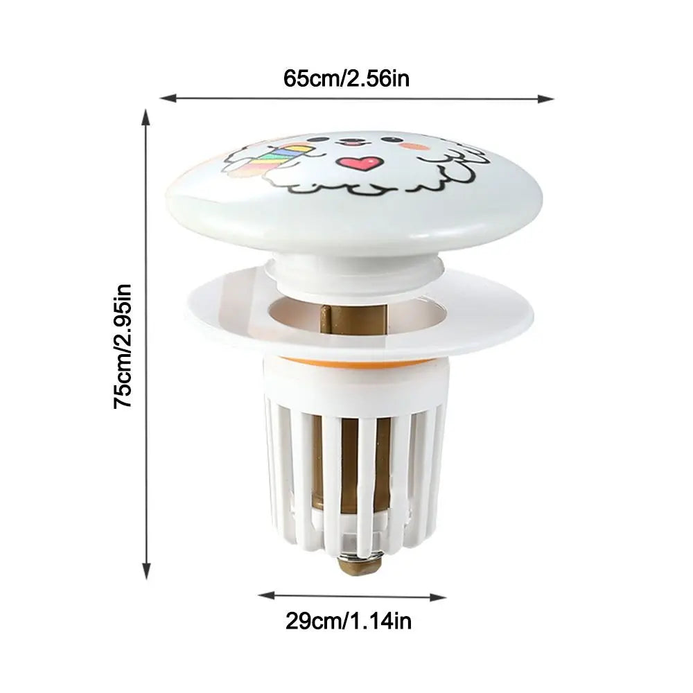Cute Puppy Pattern Rebound Drain Plug Pop-up Design Anti-clogging Function Pop-up Basin Filter Anti-clogging Hair Catcher