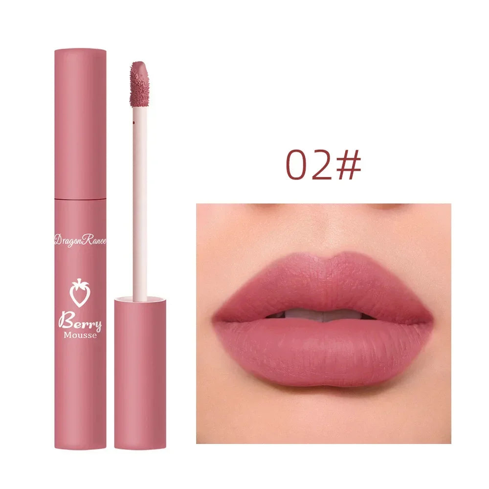 3 Pcs Strawberry Lip Glaze Set Velvet Matte Liquid Lipstick Lipstick Non Stick Cup