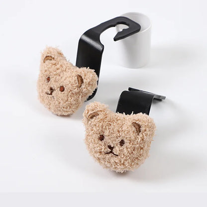 2Pcs Cute Cartoon Bear Car Seat Back Hooks Storage