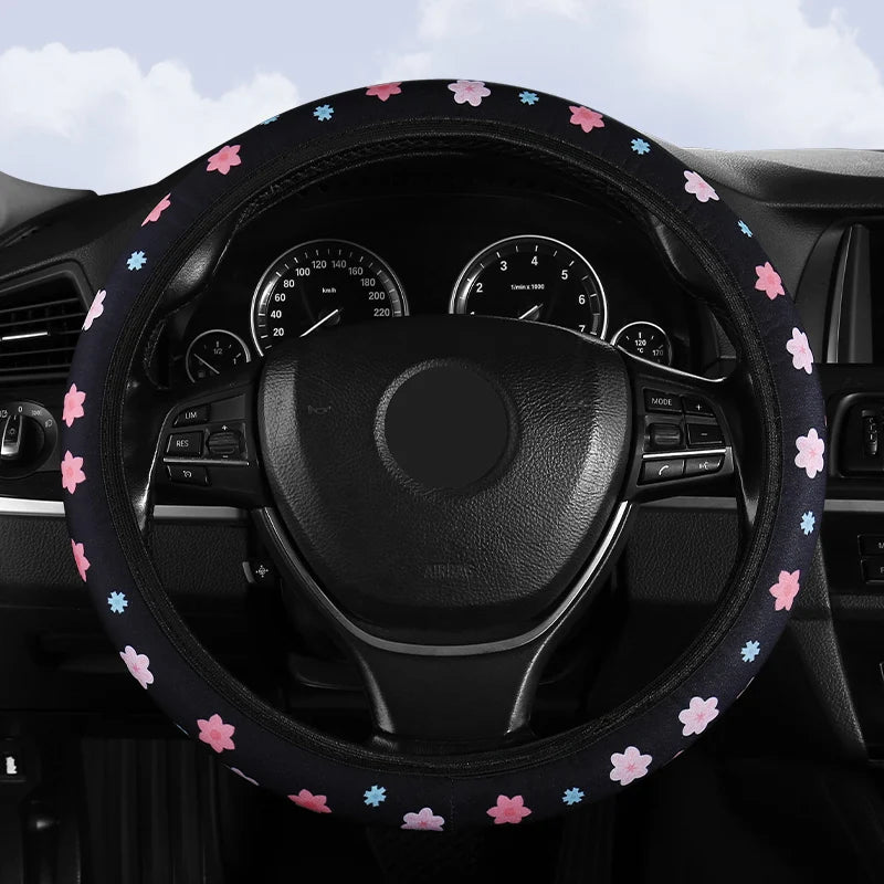 Small Fresh Flower Elastic No Inner Ring Car Steering Wheel Cover