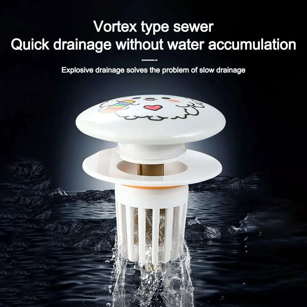Cute Puppy Pattern Rebound Drain Plug Pop-up Design Anti-clogging Function Pop-up Basin Filter Anti-clogging Hair Catcher