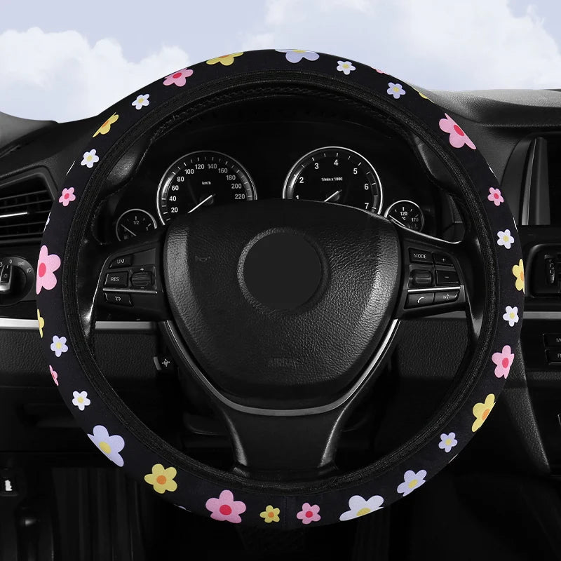 Small Fresh Flower Elastic No Inner Ring Car Steering Wheel Cover